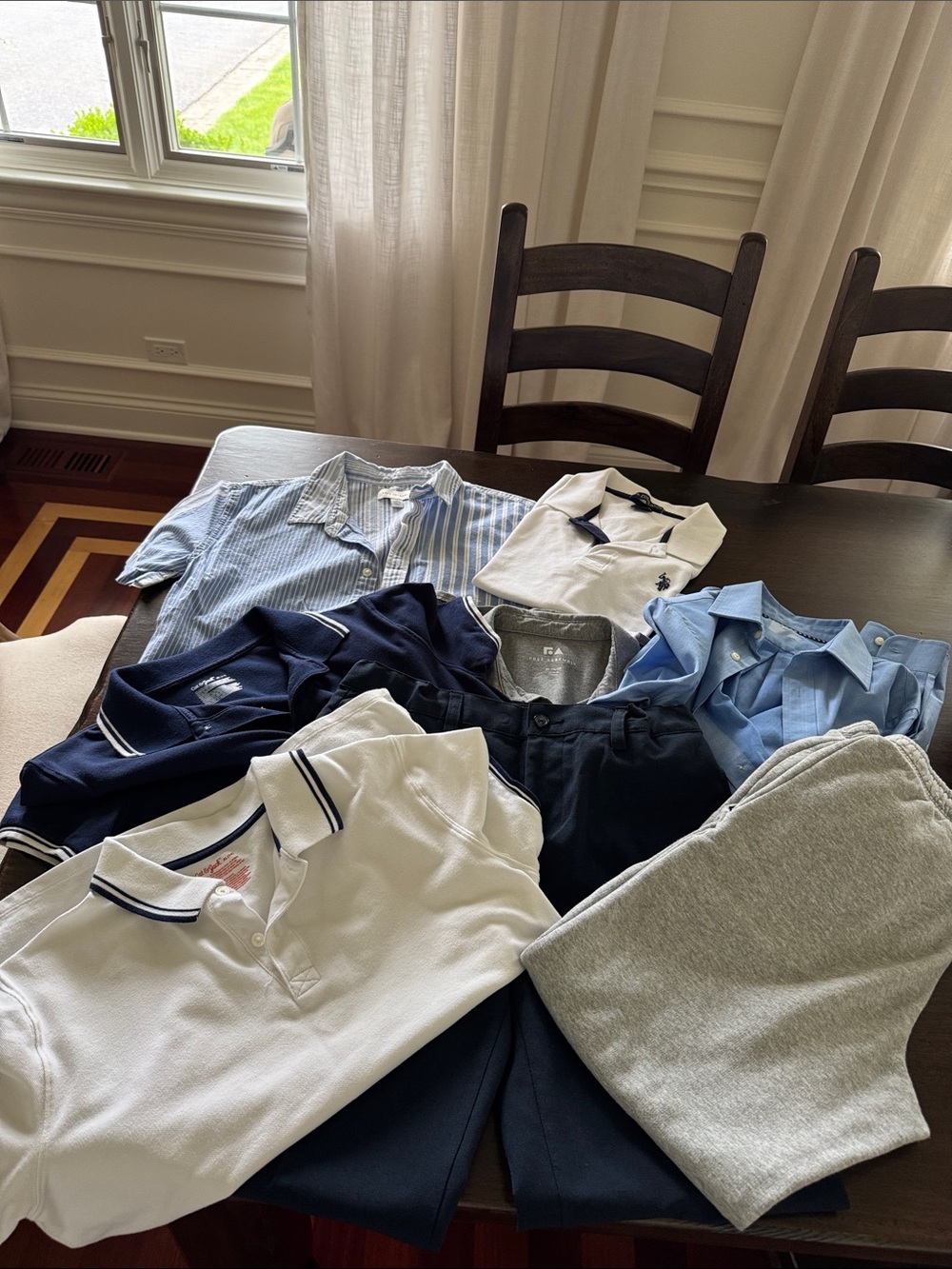 Mixed Boys Polo & Shirt Lot in White, Navy, Light Blue, Gray , pants